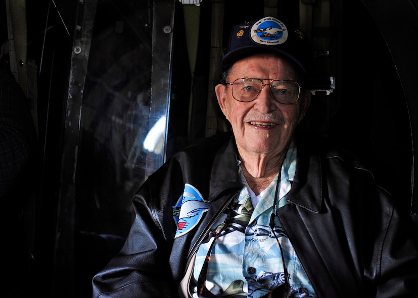 Fred Parker, a veteran who worked on B-17s during WWII, smiles aboard Aluminum Overcast, a B-17 built in 1945, prior to taking off, May 10, 2017 at the Olympic Flight Museum in Tumwater, Wash. B-17s dropped more than 640,000 tons of bombs on European targets and downed more enemy aircraft per thousand raids than any other aircraft in the United States’ arsenal, making it the champion of the American aerial campaign during WWII. (U.S. Air Force photo by Staff Sgt. Whitney Amstutz)