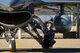 Airman 1st Class Blade Dirickson, a crew chief assigned to the 301st Fighter Wing, Naval Air Station Fort Worth Joint Reserve Base, Texas, performs F-16 Fighting Falcon pre-flight maintenance checks May 3 at Hill AFB, Utah. Airmen and aircraft from several bases participated in Combat Hammer, a two-week long exercise which evaluates precision-guided air-to-ground weapons for reliability, maintainability, suitability and accuracy. (U.S. Air Force/R. Nial Bradshaw)