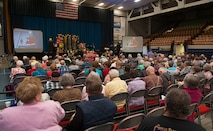 Retired Minot citizens attend the Salute to Seniors event in Minot, N.D., May 9, 2017. The 21st annual event was Mardi Gras themed and included music from the Magic City Campus jazz band. (U.S. Air Force photo/Airman 1st Class Jonathan McElderry)