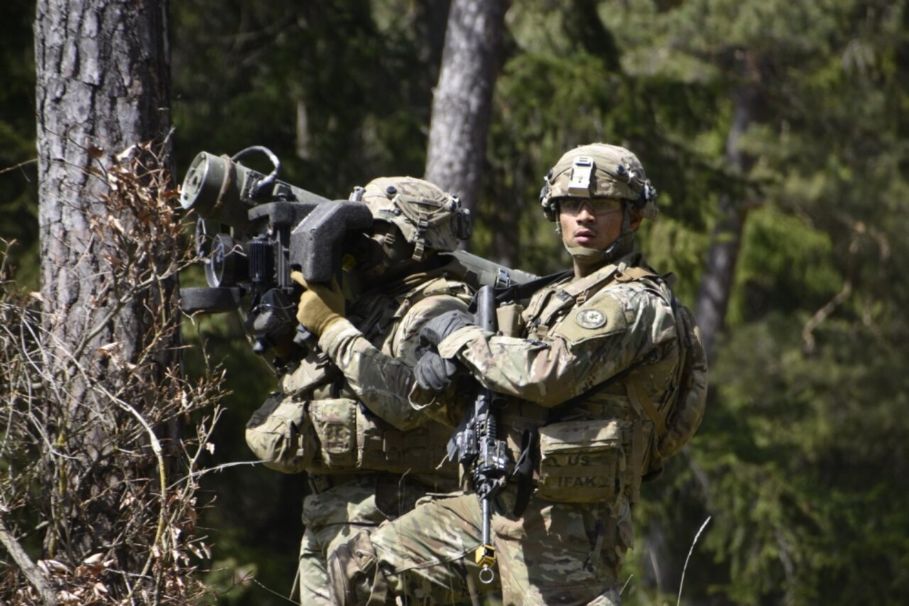 Soldiers assigned to Iron Troop, 3rd Squadron, 2nd Cavalry Regiment conduct operations during the Saber Junction 17 exercise at Hohenfels Training Area, Germany, May 6, 2017. Saber Junction is the U.S. Army Europe's combat training center certification exercise for the regiment, taking place at the Joint Multinational Readiness Center in Hohenfels from April 25 through May 19. The exercise is designed to assess the readiness of the regiment to conduct unified land operations, with an emphasis on rehearsing the transition from garrison to combat operations, and exercising operational and tactical decision-making skills. Saber Junction 17 includes nearly 4,500 participants from 13 NATO and European partner nations. Army photo by Sgt. Devon Bistarkey