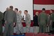 Members of the 307th Bomb Wing celebrate after winning the Tenth Air Force Power and Vigilance Award, which is given to the unit that best exhibits the NAF mission as 