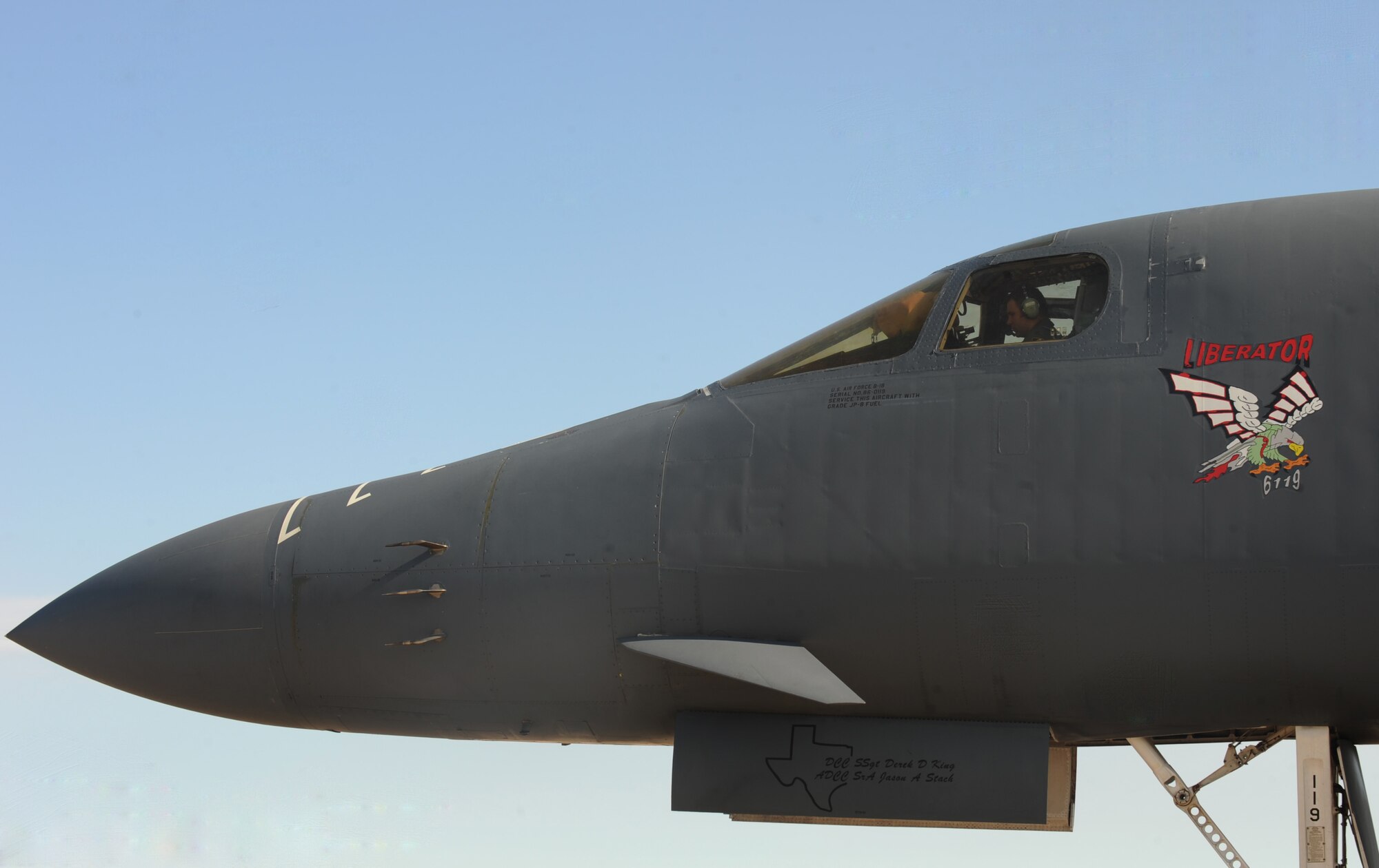 U.S. Air Force Maj. Peter Catsuliz, 345th Bomb Squadron pilot, prepares a B1-B Lancer for take-off at Dyess Air Force Base, Texas, May 11, 2017. For safety purposes, pilots must follow a pre-flight checklist before every take-off of the highly versatile, multi-mission weapon system. (U.S. Air Force photo by Airman Kylee Thomas)