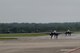 F-15E Strike Eagles taxi to the end of the runway during exercise Razor Talon, May 12, 2017, at Seymour Johnson Air Force Base, North Carolina. The monthly exercise allows pilots and weapon systems officers to conduct aerial training. (U.S. Air Force photo by Airman 1st Class Victoria Boyton)