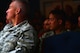 Airmen listen as Senior Master Sgt. Michael, 99th Air Base Wing superintendent community support, shares his personal experiences during the first Storytellers event May 10, 2017, at Creech Air Force Base, Nev. Storytellers aims to help Airmen connect with others allowing them to relate to one another through stories of overcoming adversity. (U.S. Air Force photo/Senior Airman Christian Clausen)