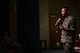 Master Sgt. Christopher, 68th Rescue Squadron firs sergeant, shares his personal experiences during the first Storytellers event May 10, 2017, at Creech Air Force Base, Nev. As a young Airman, Christopher lost his mother and grandfather while deployed. Afterwards, he faced administrative punishments for underage drinking following a night at the bar. A senior non-commissioned officer helped him through his struggles which lead him to become a first sergeant where he has helped Airmen.  