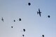 U.S. Air Force MC-130J Commando IIs assigned to the 17th Special Operations Squadron drop jumpers from the Republic of Korea Special Warfare Command during combined airborne operation, March 31, 2017 at Kunsan Air Base, ROK. Foal Eagle 2017 provided the opportunity at further developing interoperability with counterparts from the ROK military through daily airborne operations to include military free fall and static line drops. (Courtesy photo)