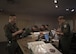 U.S. Air Force Capt. Benjamin Walters, far right, a 13th Fighter Squadron pilot stationed Misawa Air Base, Japan, briefs pilots prior to stepping during Northern Edge 2017 at Eielson Air Force Base, Alaska, May 11, 2017. NE17 is the largest military training exercise scheduled in Alaska this year with virtual and constructive participants from all over the U.S. exercising alongside live players. (U.S. Air Force photo by Tech Sgt. Araceli Alarcon)