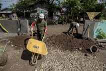 Philippine Soldiers prepare to pour concrete during an engineering civic assistance project in support of Balikatan 2017 in Ormoc City, Leyte, May 12, 2017. Philippine and U.S. service members worked together to build new classrooms for students at Don Carlos Elementary School. Balikatan is an annual U.S.-Philippine bilateral military exercise focused on a variety of missions, including humanitarian assistance and disaster relief, counterterrorism, and other combined military operations. 