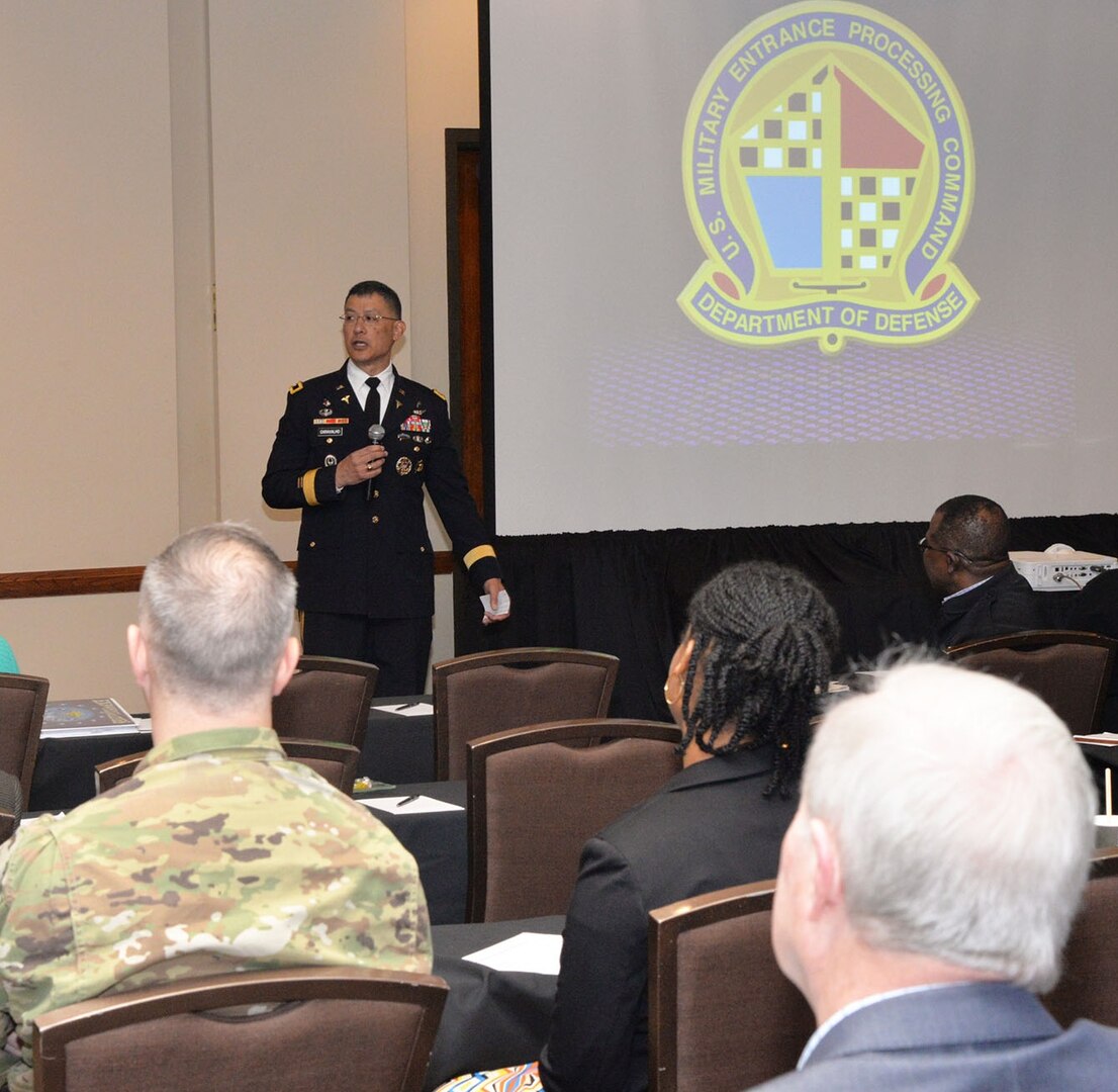 Maj. Gen. (Dr.) Joseph Caravalho Jr., Joint Staff Surgeon at the Pentagon, Washington, D.C., was the guest speaker for the U.S. Military Entrance Processing Command Annual Medical Leadership Training Seminar, May 5 at the Hilton Airport San Antonio. Caravalho briefed on leadership and guidance to attendees from HQ USMEPCOM, North Chicago and representatives from all 65 MEPS across the United States and Puerto Rico. He is also a former commander of Brooke Army Medical Center.