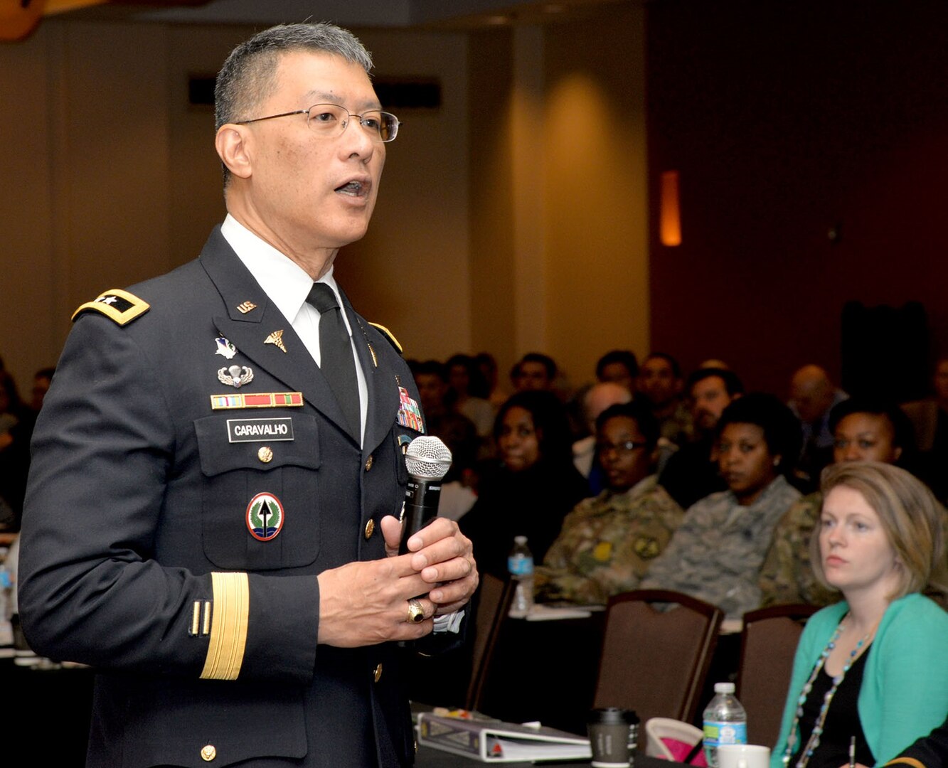 Maj. Gen. (Dr.) Joseph Caravalho Jr., Joint Staff Surgeon at the Pentagon, Washington, D.C., was the guest speaker for the U.S. Military Entrance Processing Command Annual Medical Leadership Training Seminar, May 5 at the Hilton Airport San Antonio. Caravalho briefed on leadership and guidance to attendees from HQ USMEPCOM, North Chicago and representatives from all 65 MEPS across the United States and Puerto Rico. He is also a former commander of Brooke Army Medical Center.