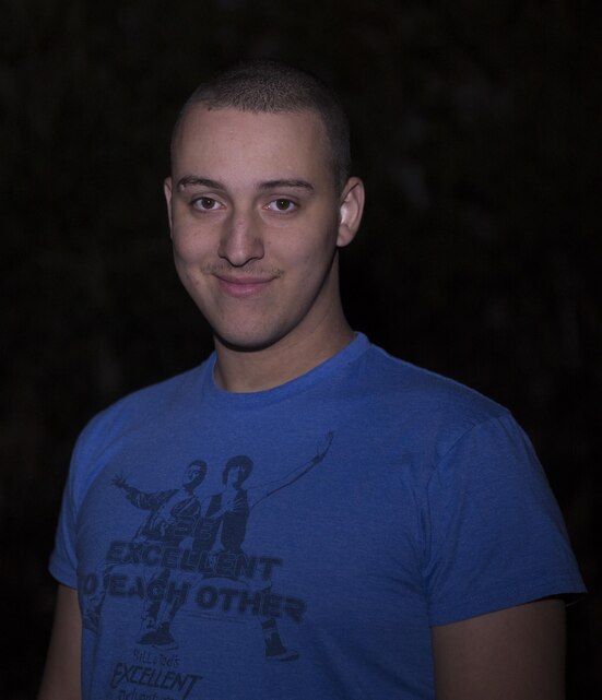 Lance Cpl. Kenneth Martin II, food service specialist, 3rd Light Armored Reconnaissance Battalion, enjoys the work of musician Marilyn Manson and hopes to create music of his own someday. (U.S. Marine Corps photo by Cpl. Medina Ayala-Lo)