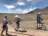 Tech Sgt. Eric Crotsley of the 552nd Maintenance Squadron at Tinker Air Force Base, competes in the open division of the Multigun Nationals on April 12-17 in Boulder City, Nev. Crotsley finished 11th. (Courtesy photo)