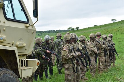 Soldiers from the Romanian 136th Engineer Battalion, 10th Engineer Brigade, and 926th Engineer Battalion, 926th Engineer Brigade, United States Army Reserves, prepare for an M4 qualification range at Joint National Training Center, Cincu, Romania, as part of Resolute Castle 17, May 10, 2017. Resolute Castle 17 is an exercise strengthening the NATO alliance and enhancing its capacity for joint training and response to threats within the region.