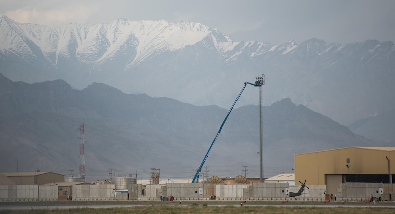 Airmen from the 455th Expeditionary Civil Engineer Squadron replace airfield lights at Bagram Airfield, Afghanistan, May 12, 2017. In order to prevent accidents on the airfield, the lights were replaced to help personnel driving vehicles see at night and reduce accidents during hours of darkness. (U.S. Air Force photo by Staff Sgt. Benjamin Gonsier)