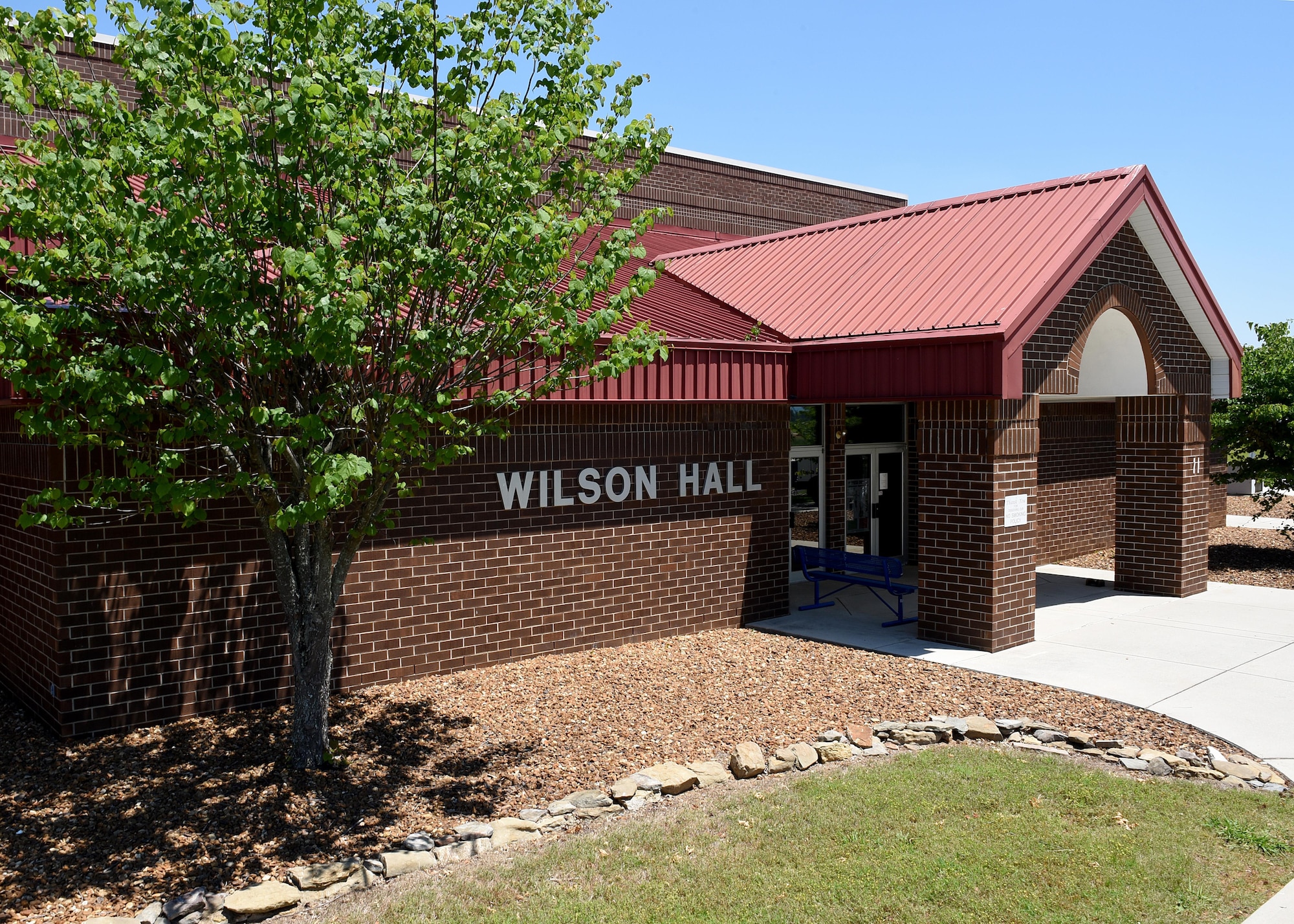 The I.G. Brown Training and Education Center’s current activities building with fitness equipment and a gymnasium – the place for EPME graduations and banquets – is named after Maj. Gen. Winston P. Wilson. General Wilson served as Chief of the National Guard Bureau and died in 1996. The demolished Wilson Hall base gymnasium, which the old staff converted into classrooms and a library, was named after a Lieutenant Wilson when the base was an active duty installation. Lieutenant Wilson died on a training flight. The training center serves thousands of active duty, Guard, and Reserve Airmen every year. (U.S. Air National Guard photo by Master Sgt. Mike R. Smith)