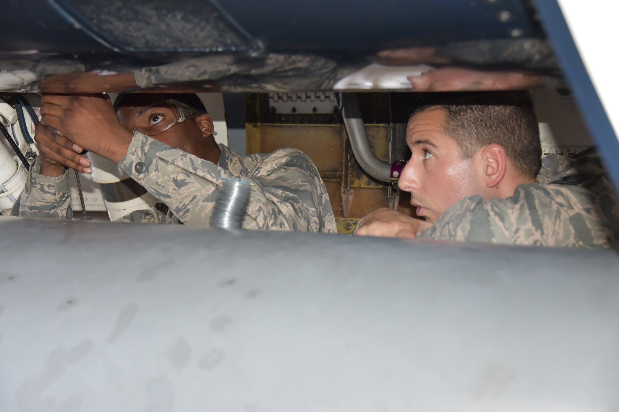 Airman Eric Mays, 362nd Training Squadron F-16 student performs constant speed drive servicing during the second block of the F-16 Tactical Aircraft Maintenance Apprentice Course at Sheppard Air Force Base, Texas, March 23, 2017. The training course is approximately 58 academic days, consisting of five blocks. This class started their training Feb 3 and will graduate May 27, 2017. (U.S. Air Force photo by Liz H. Colunga/Released)