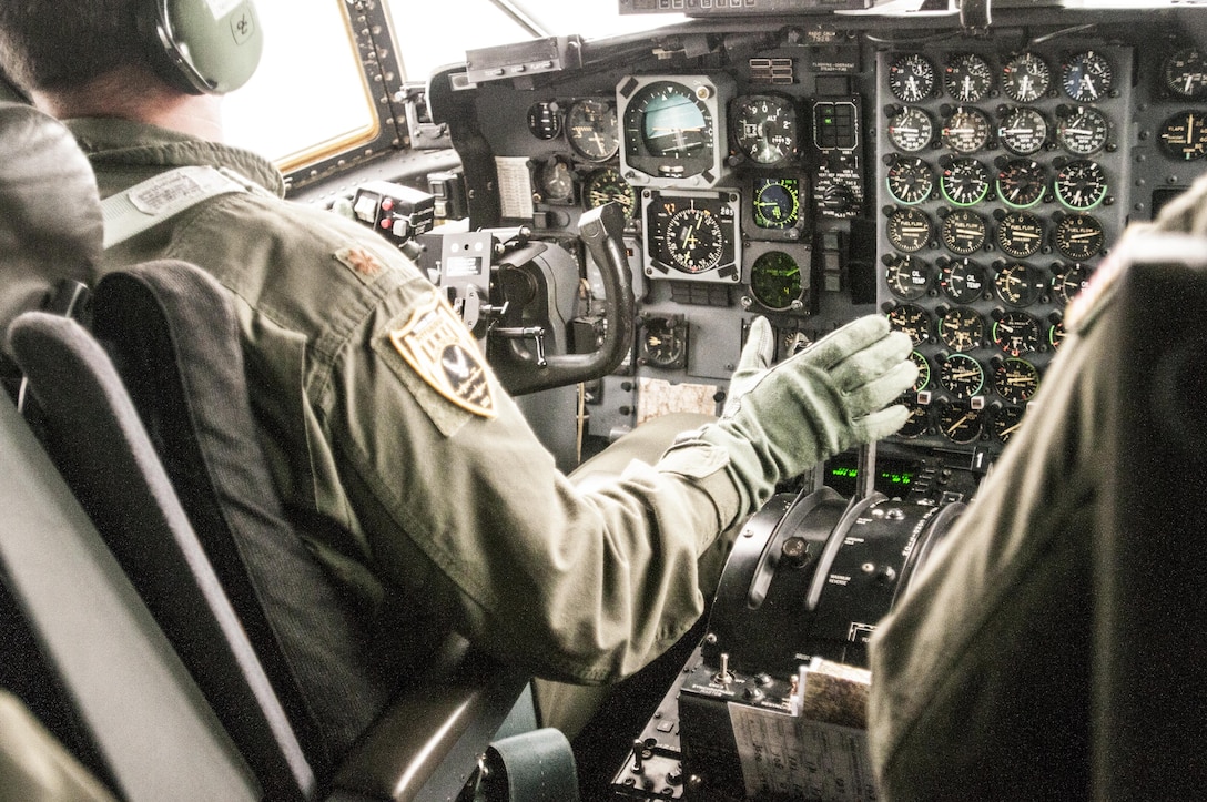 U.S. Air Force pilots maneuvers C-130 aircrafts over Pittsburgh and the 911th Airlift Wing on Saturday, March 13, 2017, during the Wings Over Pittsburgh Open House.  The vessel carried West Virginia Army National Guard Soldiers, with 19th Special Forces Group, who static-line parachuted for on-ground spectators. (U.S. Army photo by Staff Sgt. Shaiyla Hakeem/Released).