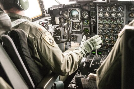 U.S. Air Force pilots maneuvers C-130 aircrafts over Pittsburgh and the 911th Airlift Wing on Saturday, March 13, 2017, during the Wings Over Pittsburgh Open House.  The vessel carried West Virginia Army National Guard Soldiers, with 19th Special Forces Group, who static-line parachuted for on-ground spectators. (U.S. Army photo by Staff Sgt. Shaiyla Hakeem/Released).