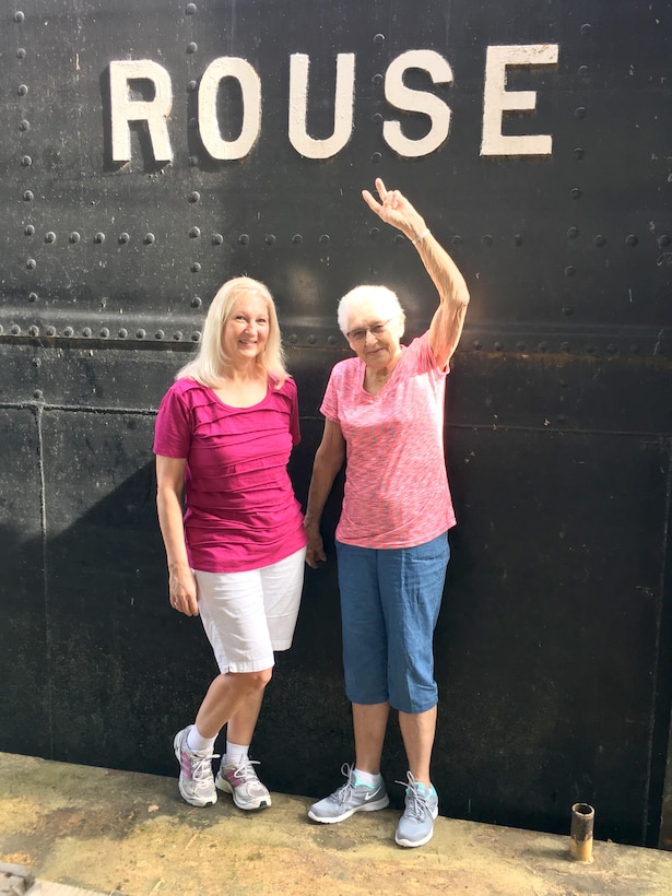 (L to R) Karen Tiedgen and her mother Mary Tiedgen stand in front of the Dry Dock Rouse.