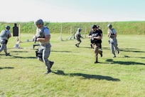 Security forces defenders from the 502nd Security Readiness Group at Joint Base San Antonio participate in incident response drills at the Combat Arms Training and Maintenance range at the JBSA-Lackland Medina Annex May 4, 2017. Airmen participated in a 5-day Special Weapons and Tactics (SWAT) training course taught by members of the Alamo Area Council of Governments Regional Law Enforcement Academy, which aims to strengthen incident response techniques and build effective law enforcement teams. Officers certified as trainers from police departments around San Antonio area teach the course, which serves as both a refresher course for defenders and an opportunity to foster partnerships between local law enforcement members and JBSA defenders. (U.S. Force photo by Andrew C. Patterson) 