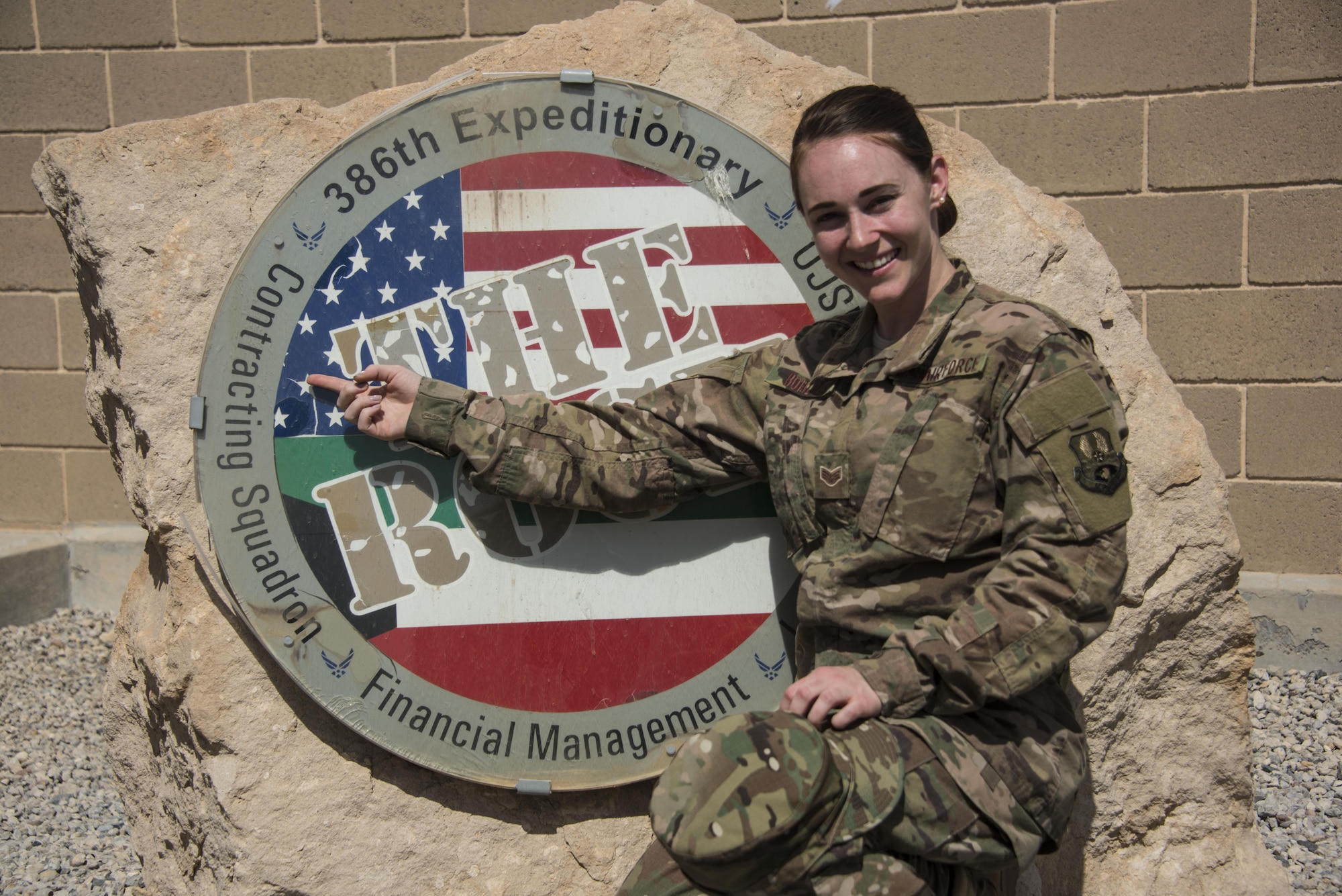 This week's Rock Solid Warrior is Senior Airman Caitlyn Bohlman, a 386th Expeditionary Contracting Squadron contracting officer, deployed from Nellis Air Force Base, Nev. The Rock Solid Warrior program is a way to recognize and spotlight the Airmen of the 386th Air Expeditionary Wing for their positive impact and commitment to the mission. (U.S. Air Force photo/ Tech. Sgt. Jonathan Hehnly)