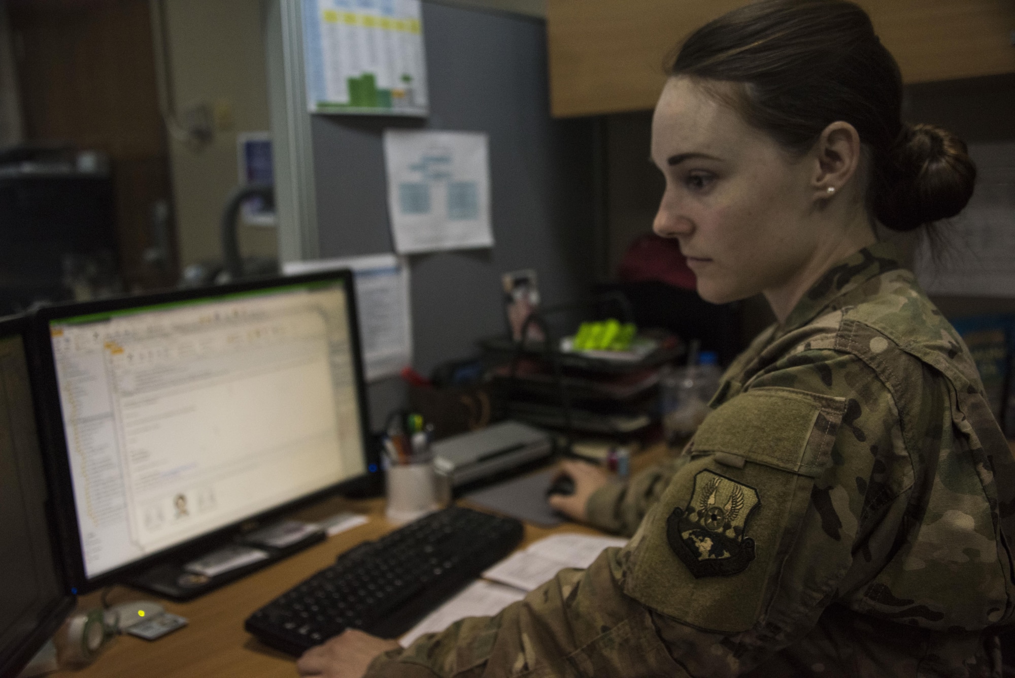This week's Rock Solid Warrior is Senior Airman Caitlyn Bohlman, a 386th Expeditionary Contracting Squadron contracting officer, deployed from Nellis Air Force Base, Nev. The Rock Solid Warrior program is a way to recognize and spotlight the Airmen of the 386th Air Expeditionary Wing for their positive impact and commitment to the mission. (U.S. Air Force photo/ Tech. Sgt. Jonathan Hehnly)