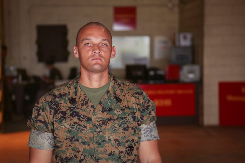 U.S. Marine Corps Master Sgt. Willie James Milline Jr. receives the Kenneth W. Southcomb Aviation Supply Marine of the Year award at Marine Corps Air Station Futenma, Okinawa, Japan, April 21, 2017. The Marine Corps Aviation Association awarded Milline for displaying the best work ethic in managing inventory of repairable aeronautical material. “I’m always reaching for the stars,” said Milline. “We tell the Marines, ‘You perform and your leadership will notice’”. Milline, a native of Washington D.C., is a repairable management division staff non-commissioned officer in charge with Marine Aviation Logistics Squadron 36, Marine Aircraft Group 36, 1st Marine Aircraft Wing, III Marine Expeditionary Force. 