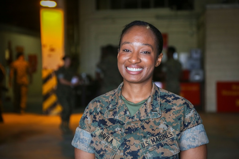 U.S. Marine Corps 1st Lt. Raquel R. Davila receives the Earle Hattaway Marine Aviation Ground Officer of the Year Award at Marine Corps Air Station Futenma, Okinawa, Japan, April 21, 2017. The Marine Corps Aviation Association awarded Davila for working well to provide aircrafts with parts they needed in order to complete their mission. “I am very much humbled about someone watching my work and thinking that it’s great and I’m appreciative of all the opportunities that were given to me,” said Davila. Davila, a native of Brooklyn, New York, is a Supply Response Division officer in charge of the Marine Aviation Logistics Squadron 36, Marine Aircraft Group 36, 1st Marine Aircraft Wing, III Marine Expeditionary Force. 