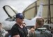 Trace Adkins, country music singer, talks with Brig. Gen. Lance Landrum, 31st Fighter Wing commander, during a USO Tour event at Aviano Air Base, Italy, May 12, 2017.  Adkins is on his 12th USO tour and performed for service members in Spain and Italy. (U.S. Air Force photo by Senior Airman Cory W. Bush)