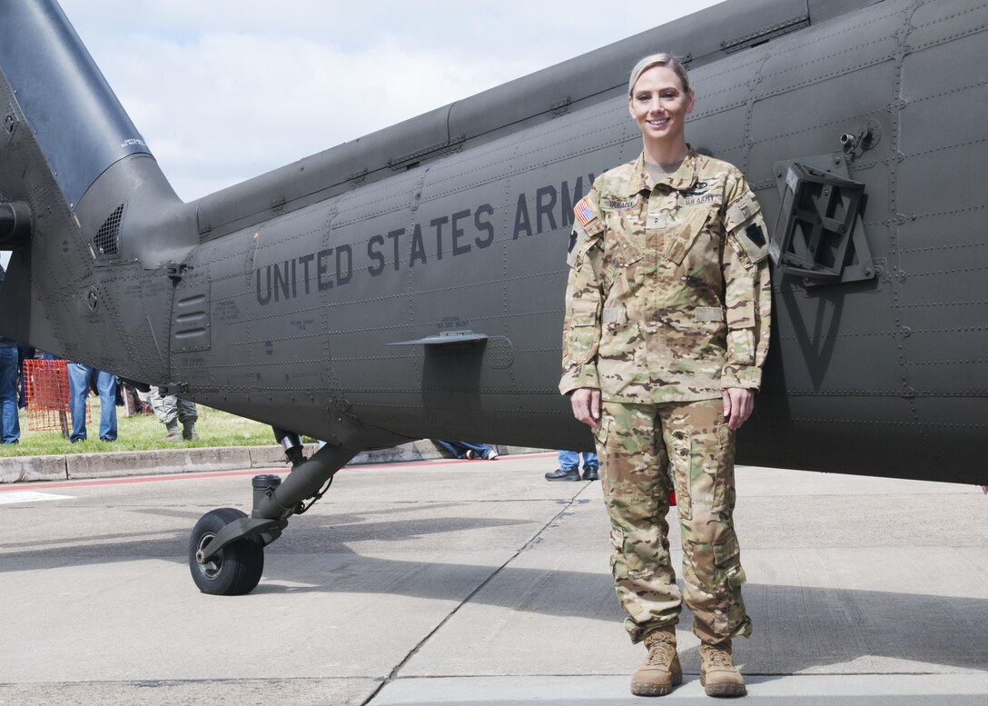 Chief Warrant Officer 2 Megan Yanacek of the Pennsylvania National Guard piloted a UH-60 Black Hawk helicopter to the 911th Airlift Wing in Coraopolis, Pennsylvania, for the 2017 Wings Over Pittsburgh Air Show on May 13-14, 2017.  Yanacek completed flight school in 2012 after having spent eight years in the National Guard as a combat medic.