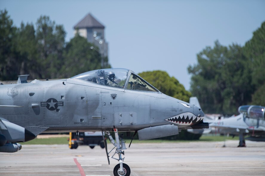 Col. Mark Barrera, 23d Wing vice commander, taxis onto the runway to perform his fini flight from Moody Air Force Base, Ga., May 15, 2017. Upon completion of their final flights, military aviators are hosed down with water by their comrades, family, and friends before they depart their squadron. Barrera will continue his Air Force career by attending the Joint Military Attaché School to become an Air Attaché in Italy. During this tenure, he will act as an embassy liaison with host-nation defense establishments, openly observe and report developments and significant events, and actively participate in national security and operational policy development and coordination. (U.S. Air Force photo by Airman 1st Class Daniel Snider)