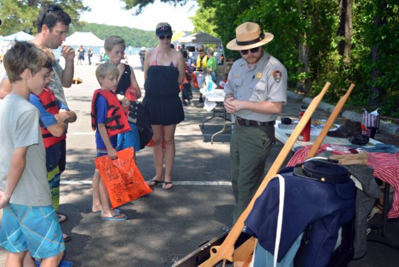 Jake Boling, Park Ranger with Mobile District, U.S. Army Corps of Engineers Allatoona Lake Project , spent his afternoon at Victoria Day Use Area Saturday, May 14 during the "Get Kids to the Park Day." About 180 kids came out to the nationwide event, which allows children to learn what national parks offer.