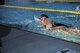 A competitor swims during the Police Week Quadathalon, May 15, 2017, at Moody Air Force Base, Ga. Teams of four participated in a swim, run, bike and ruck march competition, where the team with the fastest time won bragging rights. Overall, Police Week is designed to honor the legacies fallen officers, both civilian and military, have left behind, but it also gives various sections within the law enforcement community an opportunity to train together in friendly competitions. (U.S. Air Force photo by Senior Airman Janiqua P. Robinson)