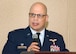 Col. (Dr.) Michael Higgins, 60th Medical Group commander, addresses the audience at the annual Volunteers Luncheon at Travis Air Force Base, Calif., April 28, 2017. In 2016, Airmen and their families contributed thousands of hours volunteering at Travis and in the local community. (U.S. Air Force  photo/T.C. Perkins Jr.)
