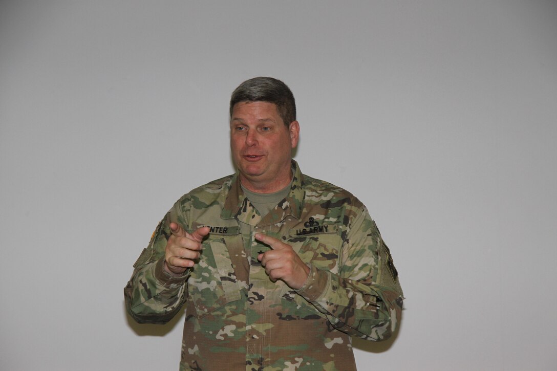 U.S. Army Corps of Engineers Deputy Commanding General for Military and International Operations Maj. Gen. Mark Yenter briefs Los Angeles District Corps employees about the importance of USACE's military programs during his vist to  National Training Center at Fort Irwin, California, May 15. 

Yenter toured several Los Angeles District projects at NTC, during a visit here.