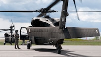 Sgt. Rebecca Himmel, a medic attached to the 1-169th Aviation Regiment, prepares to board a Blackhawk helicopter to perform a joint medevac training mission during Maple Resolve 17 at Camp Wainwright, Alberta, Canada, May 16, 2017. More than 650 U.S. Army Soldiers are supporting Maple Resolve 17, the Canadian Army’s premiere brigade-level validation exercise running May 14-29 at Camp Wainwright, Alberta, Canada. As part of the exercise, the U.S. Army is providing a wide array of combat and support elements. These include sustainment, psychological operations, public affairs, aviation and medical units.