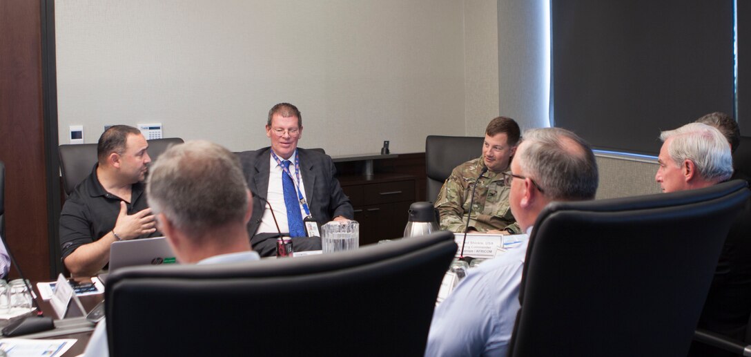 Army Col. Ted Shinkle, incoming DLA Europe/Africa commander, visited DLA Distribution May 15 to discuss how DLA Distribution and DLA Europe/Africa collaborate to support United States European Command and United States Africa Command priorities.