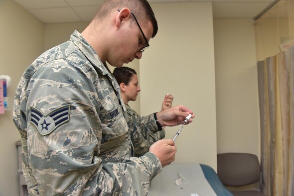 Members of Team Whiteman assigned to the 509th Medical Group are featured during National Nurse's Week at Whiteman Air Force Base, Mo., May 9, 2017. From May 6 to 12, Whiteman is highlighting officer, enlisted and civilian medical service providers who readily provide medicine, health education and care to patients. Medical technicians support various health care career fields and all work together to provide vital treatment to those in need.