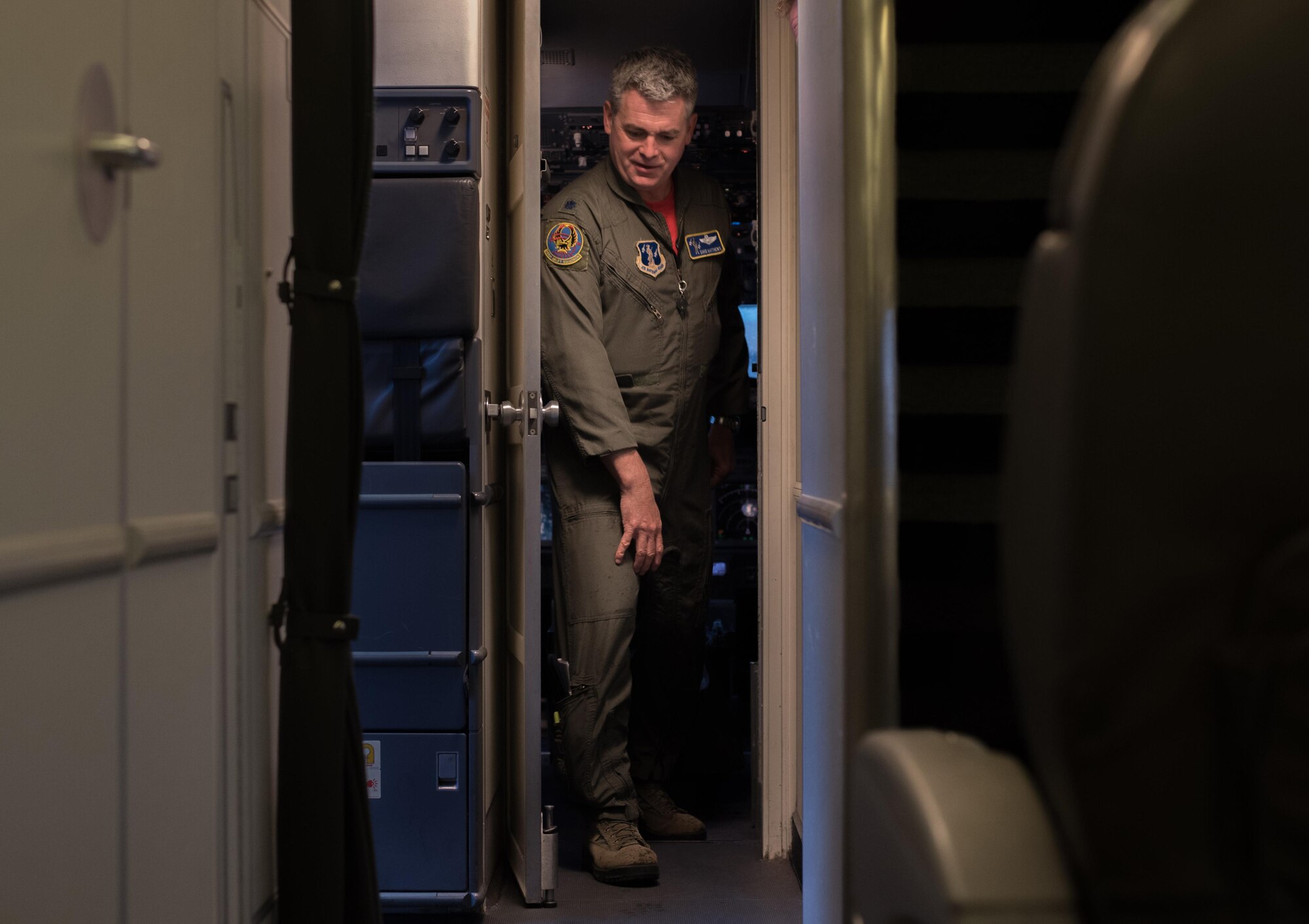 Lt. Col. David Matthews, 201st Airlift Squadron C-40 Clipper pilot, leaves the aircraft cockpit at Joint Base Andrews, Md., March 31, 2017. The squadron supports worldwide transportation for the Executive Branch, Congressional Members, Department of Defense officials and high-ranking U.S. foreign dignitaries. (U.S. Air Force photo by Senior Airman Jordyn Fetter)