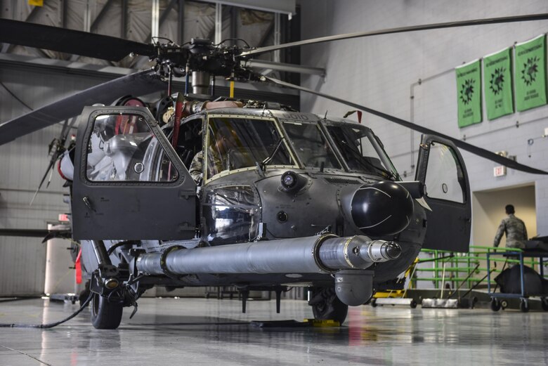 An Airman assigned to the 823rd Maintenance Squadron prepares to test a recently repaired fuel probe for an HH-60G Pave Hawk helicopter at Nellis Air Force Base, Nev., May 10, 2017. The Pave Hawk is the Air Force’s premier personnel recovery helicopter and is heavily relied upon to conduct day and night operations in hostile environments. (U.S. Air Force photo by Airman 1st Class Andrew D. Sarver/Released)