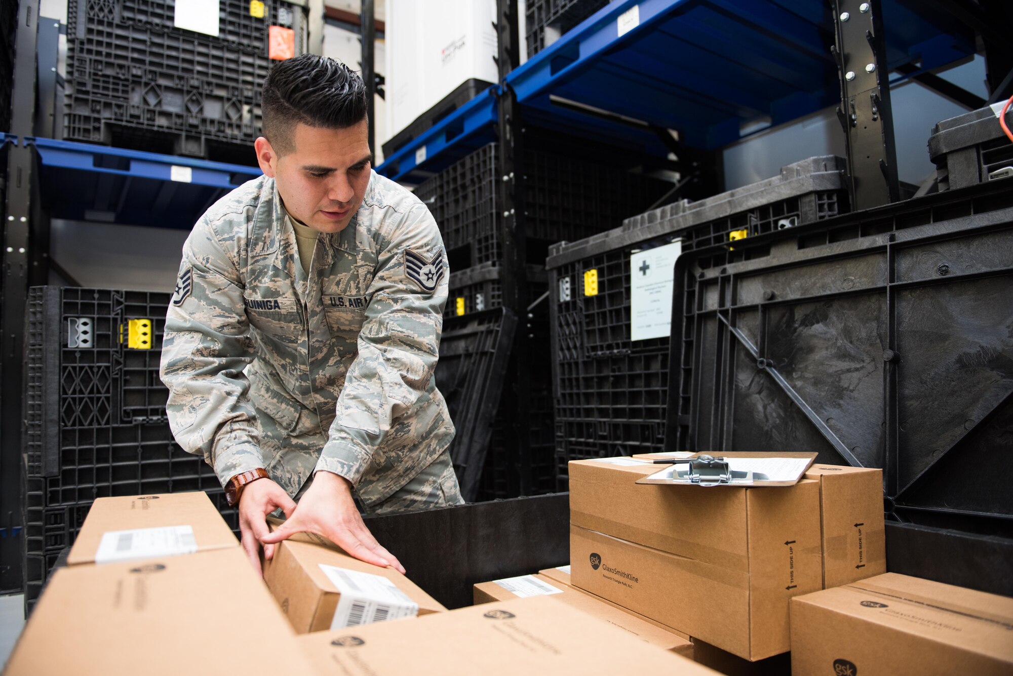 Staff Sgt. Carlos Aguiniga is assigned to the 412th Medical Support Squadron, as the NCOIC of Medical Logistics Customer Service.