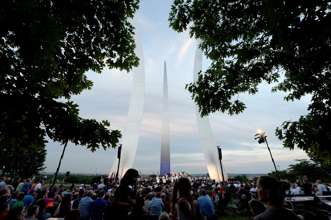 Air Force birthday celebration continues with the Air Force Band's summer series, Heritage to Horizons, at the Air Force Memorial in Arlington, Va., May 17, 2017. (U.S. Air Force photo/Master Sgt. Bryan Franks)