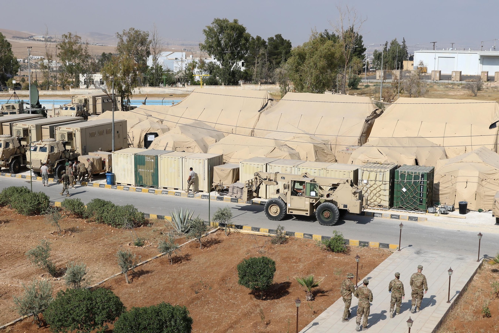 The USARCENT contingent command post tactical operations center for Exercise Eager Lion was built to standard in less than 60 hours at the Joint Training Center in Jordan.