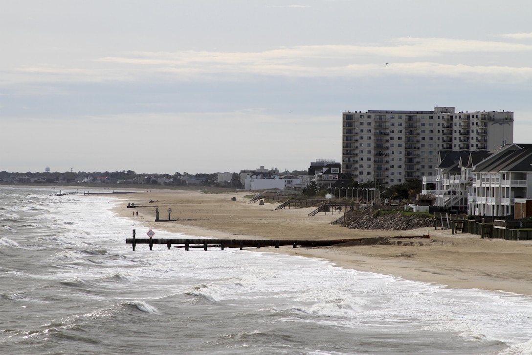 The beaches at Willoughby Spit, East Ocean View and Ocean View have been widened to provide additional protection to city of Norfolk neighborhoods from wave damage during coastal storms. Crews finished up pumping sand onto the beach from the bottom of the Chesapeake Bay on May 19, 2017. The beaches are no 60 feet wide and slope up to 5 feet above mean low water.   