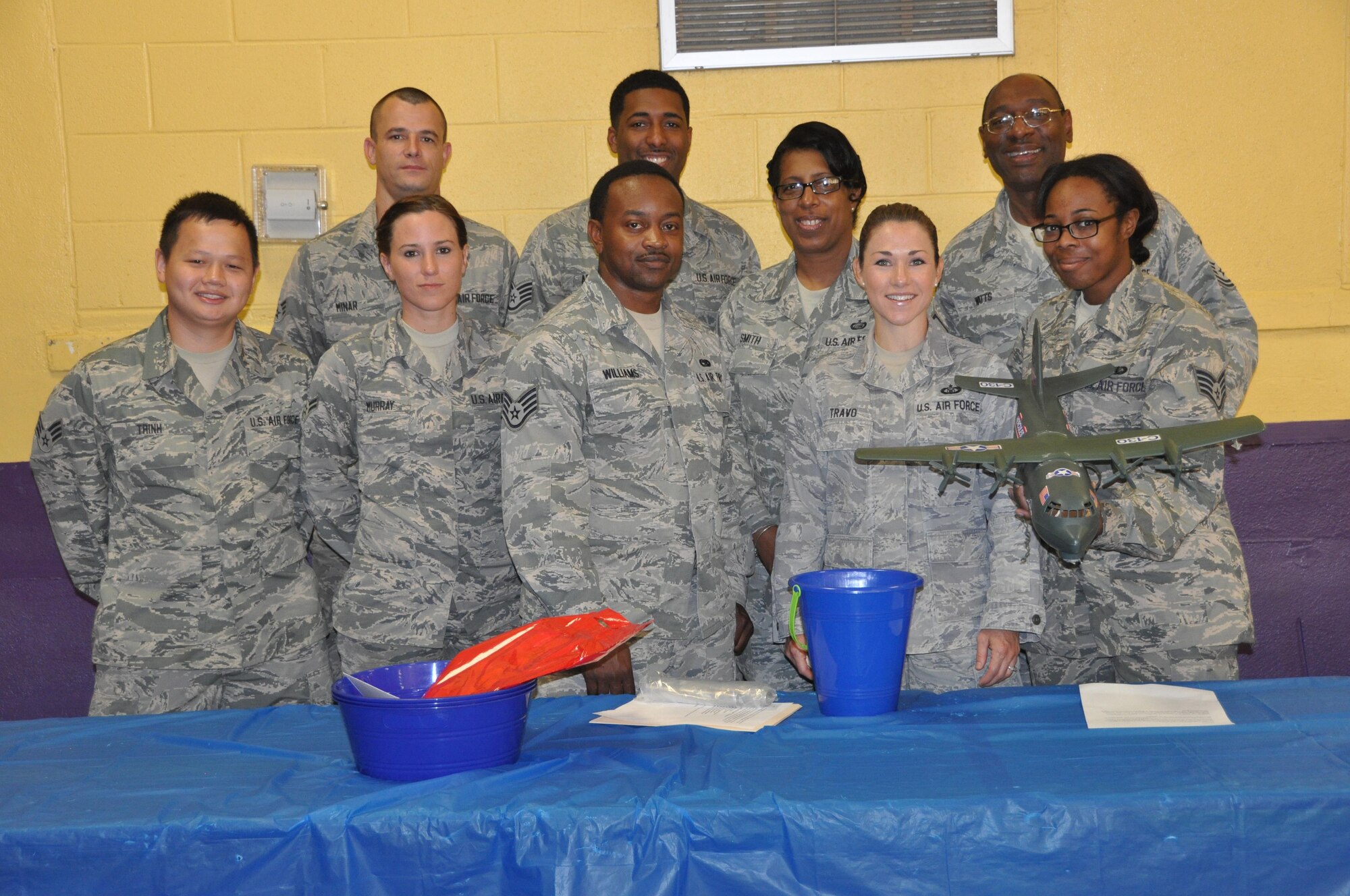 Nine members of the 908th Airlift Wing participated in a career day hosted by Highland Avenue Elementary School in Montgomery for fourth and fifth grade students May 11. The Airmen viewed this opportunity as a way to give back to their community. (U.S. Air Force photo by Bradley J. Clark)
