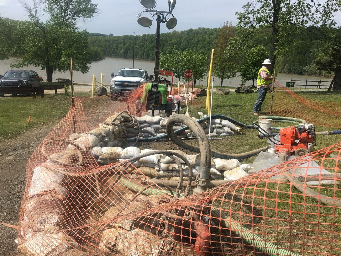 As part of the remediation, the contractor has placed sandbag rings, barriers and cones around the release sites.