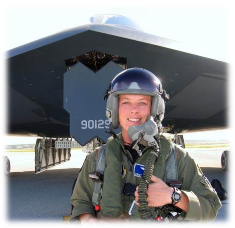 Brig. Gen. Kristin Goodwin, the Commandant of Cadets at the U.S. Air Force Academy, stands in front of a B-2 Spirit aircraft. The general has nearly 3,000 hours of flight time in a variety of aircraft. (U.S. Air Force courtesy photo) 