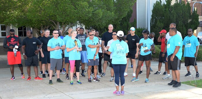 Marine Corps Logistics Base Albany police officers and active-duty service members represent the installation at Albany-Dougherty County’s annual 2017 Georgia Law Enforcement Torch Run for Special Olympics, May 16. Lt. Delaney Bourlakov, adjutant, MCLB Albany, carried the ceremonial torch and led the run with fellow-Marine comrades and Marine Corps Police Department personnel in the early morning kickoff and the 5k run, which followed. The day’s activities were held to commemorate the annual Law Enforcement Memorial Week, the Torch Run for Special Olympics and to honor fallen officers.