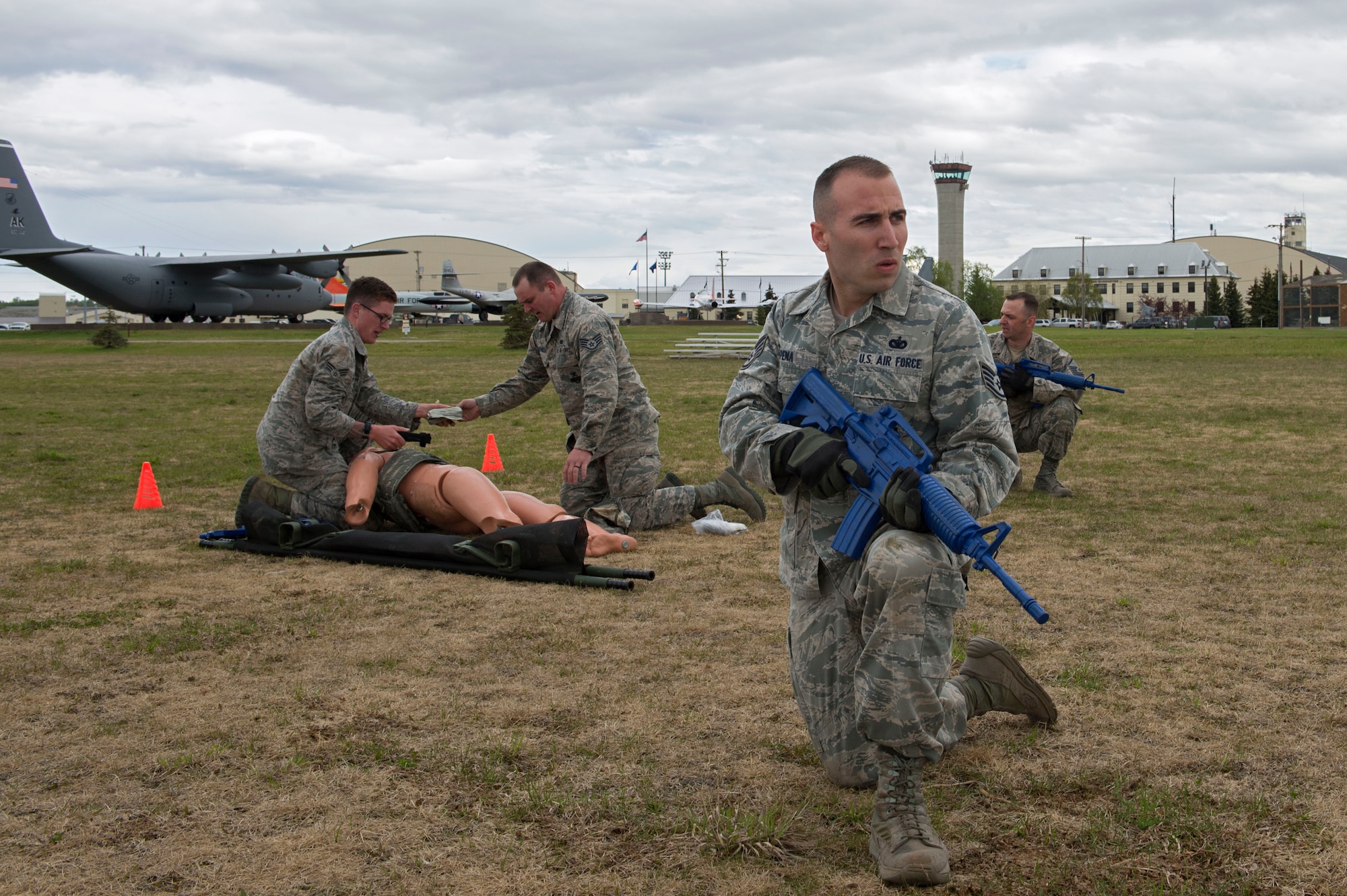 Service members and government contract workers compete during Defender Day Challenge on Joint Base Elmendorf-Richardson, Alaska, May 17, 2017. Defender Day is part of police week which focuses on remembrance of those who have made the ultimate sacrifice in the line of duty. 