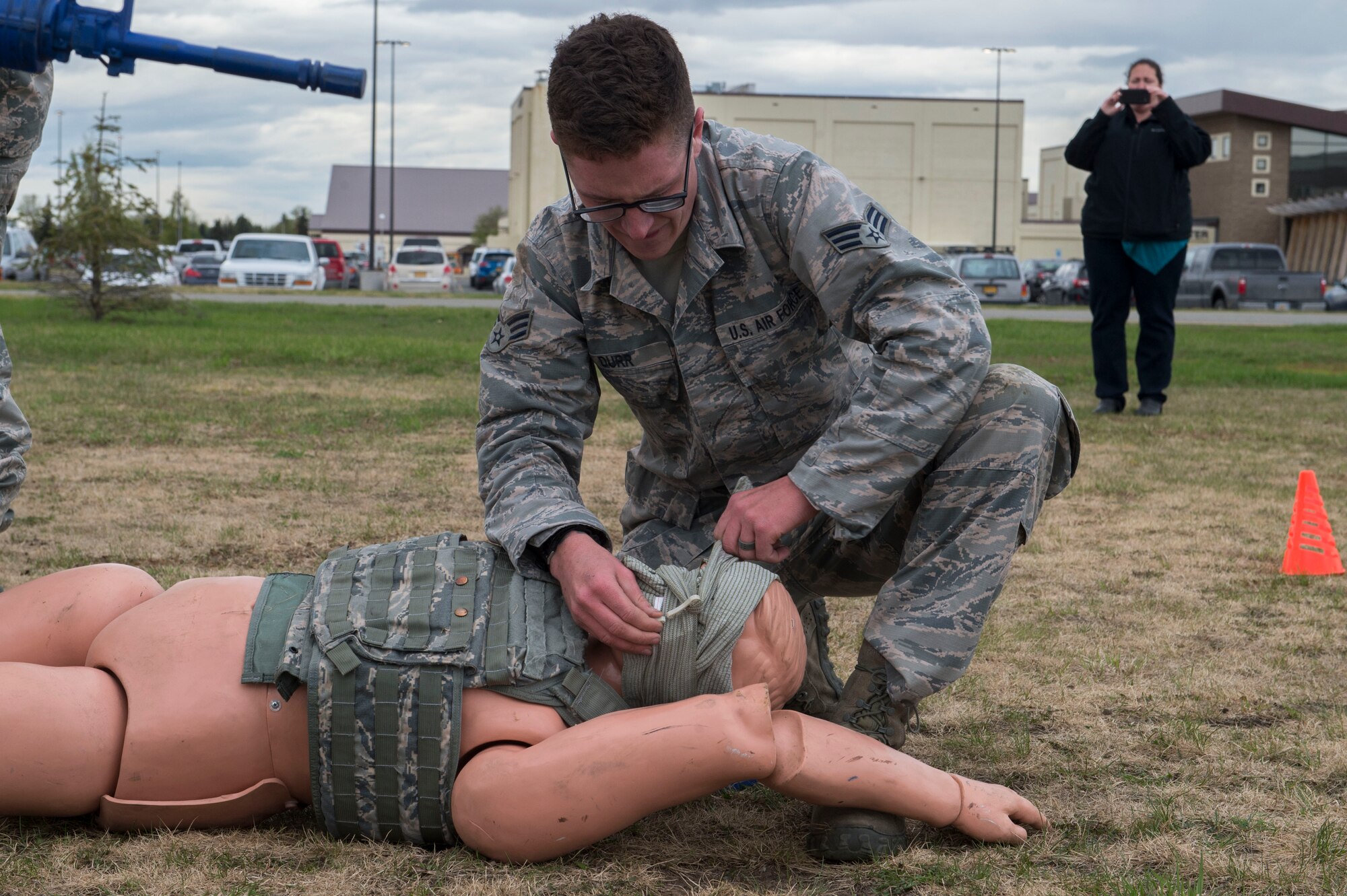 Service members and government contract workers compete during Defender Day Challenge on Joint Base Elmendorf-Richardson, Alaska, May 17, 2017. Defender Day is part of police week which focuses on remembrance of those who have made the ultimate sacrifice in the line of duty. 